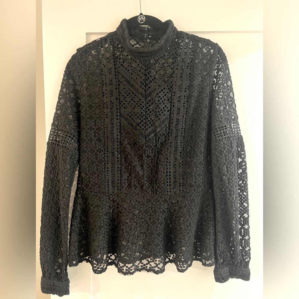 Anna Sui Black Lace Top Top Sz 8 - Picture 3 of 4